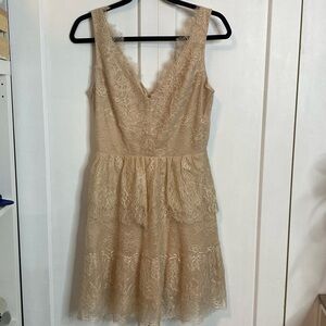 BCBg MaxAzria | Willa Lace Sleeveless Dress in Cream Tan - tiered layers - small
